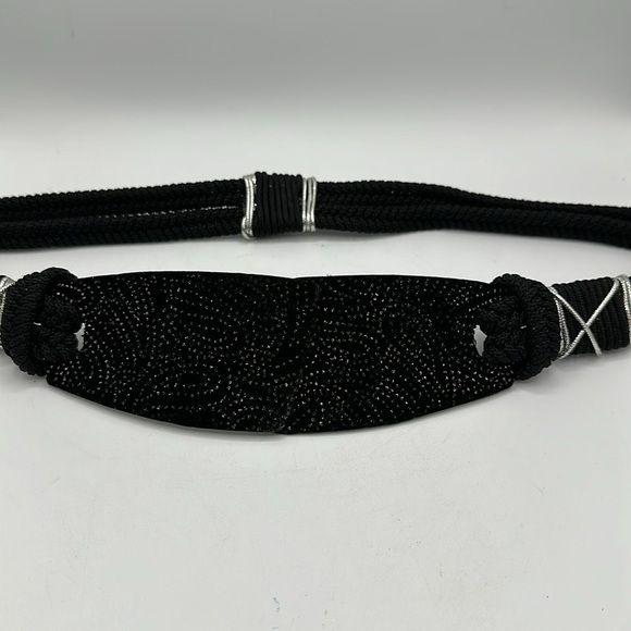 Gorgeous vintage black belt with silver-tone trim, size M main image 4